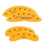 MGP 12088SCLRYL 4 Caliper Covers Engraved Front Cursive/Challenger Engraved Rear RT Yellow finish black ch