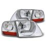 Raxiom T542853 97-03 Ford F-150 G2 Euro Headlights w/ Parking Lights- Chrome Housing (Clear Lens)