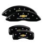 MGP 14006SBRCBK 4 Caliper Covers Engraved Front & Rear Chevy racing Black finish silver ch