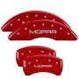 MGP 42012SMOPRD 4 Caliper Covers Engraved Front & Rear MOPAR Red finish silver ch