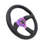 NRG Reinforced Steering Wheel (350mm / 2.5in. Deep) Leather Race Comfort Grip w/4mm Neochrome Spokes