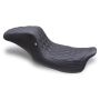 Mustang Motorcycle 75299SB Mustang 08-24 HD FL Touring Double Diamond Squareback 1PC Seat - Black w/ Blue Stitching
