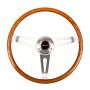 NRG ST-065 Classic Wood Grain Steering Wheel (365mm) Wood w/Metal Accents & Polished Alum. 3-Spoke Center