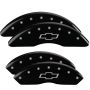 MGP 14008SBOWBK 4 Caliper Covers Engraved Front & Rear Bowtie Black finish silver ch
