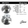 CENTRIC PARTS 406.51011 Centric Premium Hub and Bearing Assembly; With ABS Tone Ring