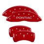 MGP 18028SPONRD 4 Caliper Covers Engraved Front Pontiac Engraved Rear Arrow Red finish silver ch