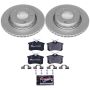 PowerStop ESK4847 Genuine Geomet Coated Rotors, ECE-R90 Brake Pads + Hardware Kit