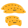 MGP 4 Caliper Covers Engraved Front/Rear 18-19 Buick Regal Sportback Yellow Finish Silver Characters