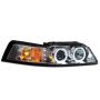Raxiom 99-04 Ford Mustang Dual LED Halo Projector Headlights- Chrome Housing (Clear Lens)