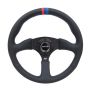 NRG Reinforced Steering Wheel (350mm / 2.5in Deep) Blk Leather w/M3 stitch Matte Blk 3-Spoke Center