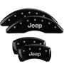 MGP 42012SJEPBK 4 Caliper Covers Engraved Front & Rear JEEP Black finish silver ch