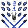 XKGLOW XK034002-B XK Glow Strips Single Color  LED Accent Light Motorcycle Kit Blue - 10xPod + 4x8In