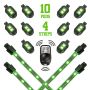 XKGLOW XK034002-G XK Glow Strips Single Color  LED Accent Light Motorcycle Kit Green - 10xPod + 4x8In