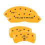 MGP 4 Caliper Covers Engraved Front Mustang Engraved Rear Bar & Pony Yellow finish black ch