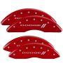 MGP 12124SDD3RD 4 Caliper Covers Engraved Front & Rear With stripes/Dodge Red finish silver ch
