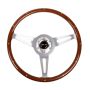 NRG Classic Wood Grain Steering Wheel (365mm) Wood w/Metal Inserts & Brushed Alum. 3-Spoke Center
