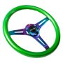 NRG Classic Wood Grain Steering Wheel (350mm) Green Pearl/Flake Paint w/Neochrome 3-Spoke Center