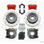 Wilwood 140-10767-DR Forged Dynalite P/S Park Brake Kit Drilled Red Mopar/Dana 2.50in Off w/Snap Ring Brng