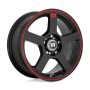 MR116 17X7 4X4.25/4.5 M-BLK/RED +40MM