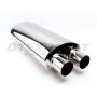 Different Trend Hi-Polished Mufflers 14″ Body – 2.25″ Single in / 2.25″ Dual Out DTM-24102D24-14