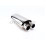Different Trend Hi-Polished Mufflers 16″ Body – 3″ Single in / 2.25″ Dual Out DTM-30102D24-16