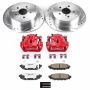 PowerStop KC4632A-26 Z26 Street Performance Ceramic Brake Pad, Drilled Slotted Rotor, and Caliper Kit