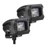 Go Rhino 751003023FBS Xplor Bright Series Rectangle LED Flood Light Kit (Surface/Thread Std Mnt) 3x2 - Blk (Pair)