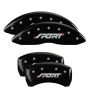 MGP 10229SSPOBK 4 Caliper Covers Engraved Front & Rear SPORT Black finish silver ch