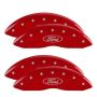 MGP 10120SFRDRD 4 Caliper Covers Engraved Front & Rear Oval logo/Ford Red finish silver ch