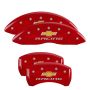 MGP 14231SBRCRD 4 Caliper Covers Engraved Front & Rear Chevy racing Red finish silver ch
