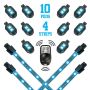 XKGLOW XK034002-AB XK Glow Strips Single Color  LED Accent Light Motorcycle Kit Light Blue - 10xPod + 4x8In