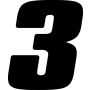 Hardline DD73B-3 Dirt Digits 3pk 7 in. - High Gloss Number 3 - Black