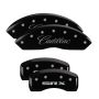 MGP 35002SSRXBK 4 Caliper Covers Engraved Front Cursive/Cadillac Engraved Rear SRX Black finish silver ch