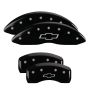 MGP 14006SBOWBK 4 Caliper Covers Engraved Front & Rear Bowtie Black finish silver ch
