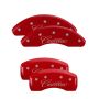 MGP 35023SCADRD 4 Caliper Covers Engraved Front & Rear Cursive/Cadillac Red finish silver ch