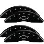 MGP 14173SBOWBK 4 Caliper Covers Engraved Front & Rear Bowtie Black finish silver ch