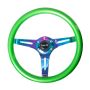 NRG Classic Wood Grain Steering Wheel (350mm) Green Pearl/Flake Paint w/Neochrome 3-Spoke Center