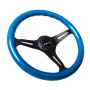 NRG Classic Wood Grain Steering Wheel (350mm) Blue Pearl/Flake Paint w/Black 3-Spoke Center