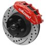 Wilwood 140-16801-DR 65-67 Ford Mustang D11 11.29 in. Brake Kit w/ Flex Lines - Drilled Rotors (Red)