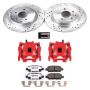PowerStop KC8062A-26 Z26 Street Performance Ceramic Brake Pad, Drilled Slotted Rotor, and Caliper Kit