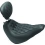 Mustang Motorcycle 83046 Mustang 18-21 Harley Softail Slim Wide Tripper Solo Seat w/Driver Backrest Diamond Stitch - Black