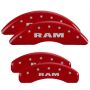 MGP 4 Caliper Covers Engraved Front & Rear 2019 Ram 1500 Red Finish Silver RAM Logo
