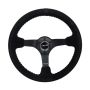 NRG Reinforced Steering Wheel (350mm / 3in. Deep) Blk Suede/Blk Bball Stitch w/5mm Matte Black Spoke