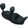 Mustang Motorcycle 79595 Mustang 15-21 Harley Freewheeler Std Touring Deluxe 1PC Seat w/Driver and Passenger Backrest - Black