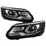 SPYDER 9948527 VW Tiguan 12-17 LED/DRL Projector Headlights Chrome PRO-JH-VWT12-LED-C