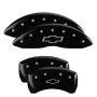 MGP 14231SBOWBK 4 Caliper Covers Engraved Front & Rear Bowtie Black finish silver ch