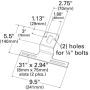 GROTE LIGHTING 43262-5 Universal Offset License Plate Bracket, Black