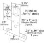 GROTE LIGHTING 43842 Universal License Plate Bracket, Black Enamel