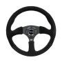 NRG Reinforced Steering Wheel (350mm / 2.5in. Deep) Blk Suede Comfort Grip w/5mm Matte Blk Spokes