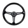 NRG Reinforced Steering Wheel (350mm / 3in. Deep) Blk Wood w/Blk Matte Spoke/Black Center Mark